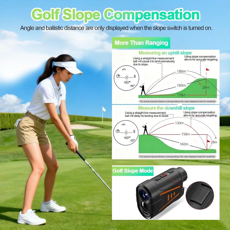 Rocketek Golf Rangefinder with Slope Compensation Mode, 1800 Yards Golf Laser Rangefinder, 6X Magnification for Distance Angle Height Measurement, Magnetic Stripe, Water Resistant, Flag Pole Locking Vibration - Image 4